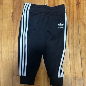 Adidas Kids Black Joggers with White Stripes